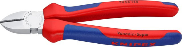 Knipex Seitenschneider aus Chrom-Vanadium-Stahl mit roten Mehrkomponenten-Griff, Länge: 180 mm - Bild 1