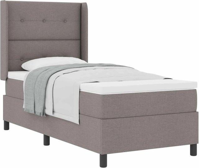 vidaXL Boxspringbett mit Matratze in Taupe, modernes Design aus Stoff, B/T/H: 100 x 200 x 118 cm - Bild 1