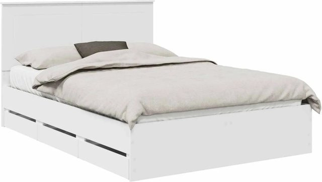 vidaXL Bettrahmen mit Schubladen Weiß aus Holzwerkstoff B/T/H: 150 x 200 x 39,7 cm - Bild 1