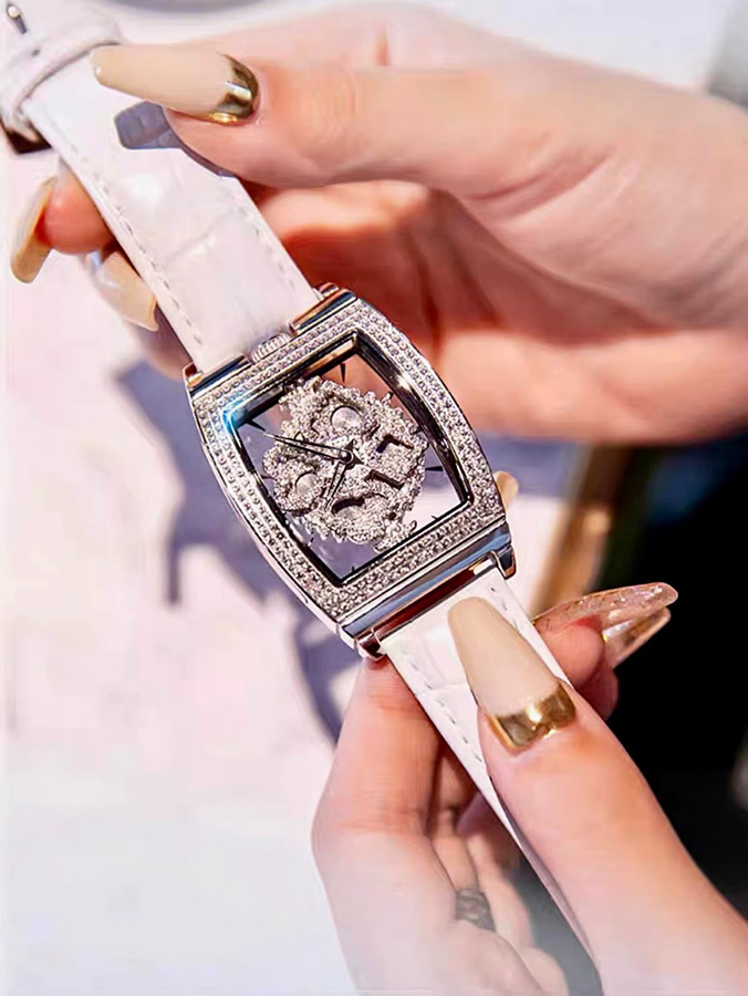 LSVTR Armbanduhr Quarz, Diamant, Weiß, Leder, Damen - Bild 4