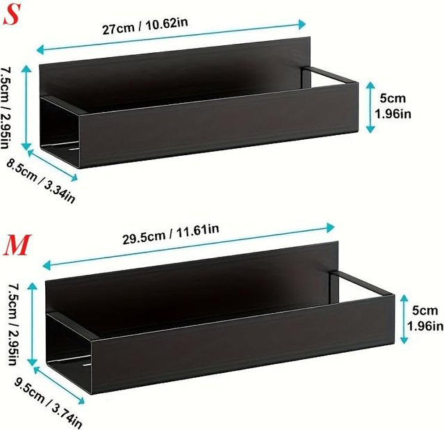 Magnetisches Seiten-Aufbewahrungsregal-Set von Lucky Black Cat in Schwarz aus Metall zur Wandmontage für Kühlschrank und Waschmaschine - Bild 1