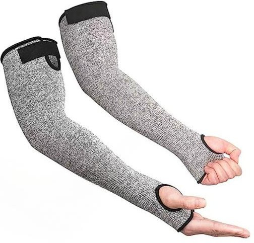 Schnittfeste Armschoner von Amusedly aus HPPE-Fasern, atmungsaktiv und verstellbar mit Daumenlöchern für Damen und Herren - Bild 1