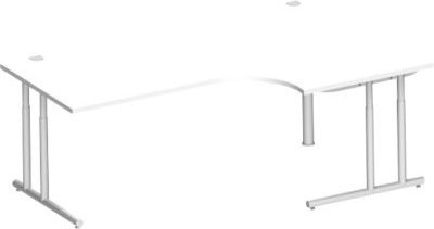 Schäfer Shop Select Winkelschreibtisch COMBITEC mit C-Fuß, 90° Winkel rechts, Farbe weiß/weißalu, B: 2000 cm, T: 1200/800 cm, H: 67,7-81,7 cm - Bild 1