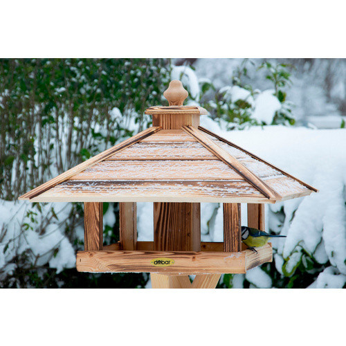 DOBAR Vogelhaus Lumbre zum Aufstellen, geflammt, braun - Bild 2