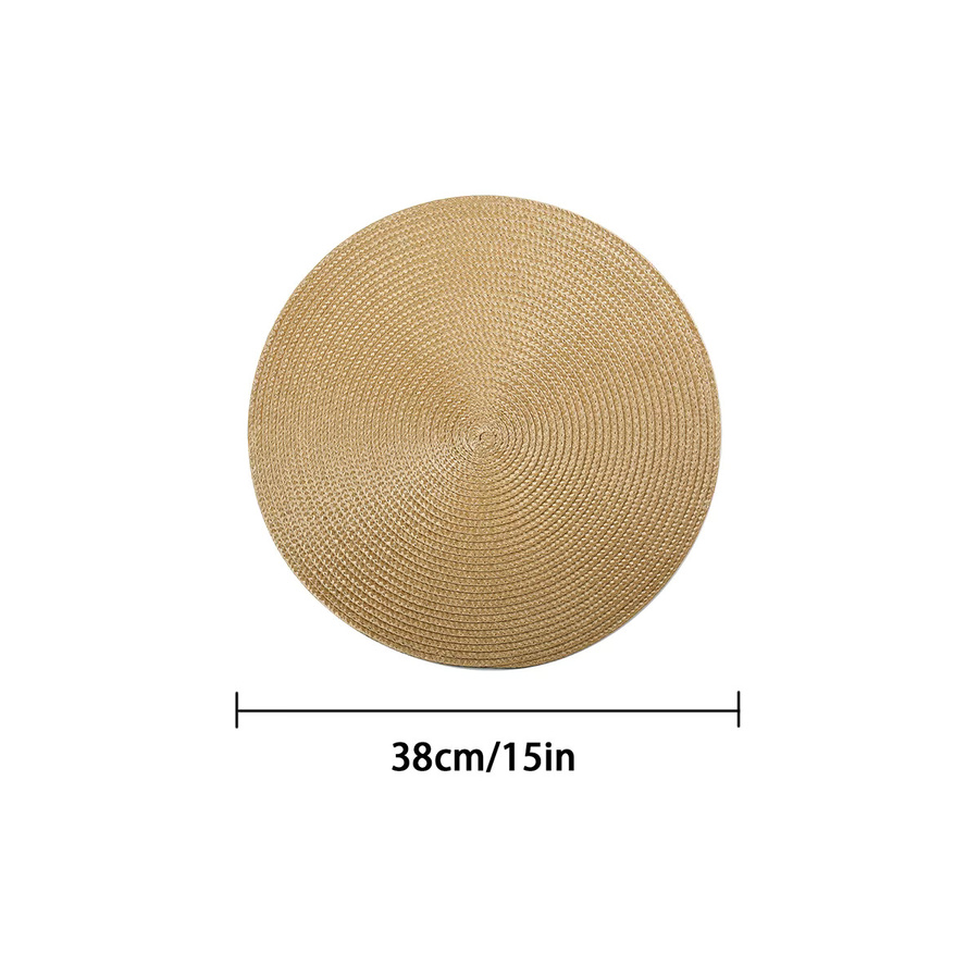 Tabletex Set mit 6 runden, geflochtenen Tischsets aus Rattan in Beige und Gelb, Durchmesser: 38 cm, waschbar und hitzebeständig - Bild 3