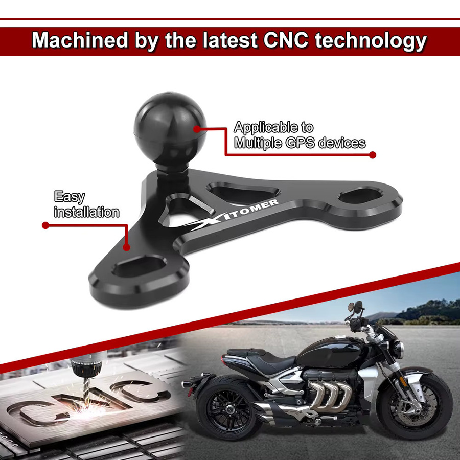 Xracingmoto Motorrad GPS-Halterung für Triumph Rocket 3 R & GT (2020-2025) sowie Storm R (2026), Navigationshalterung und Telefonhalter in Schwarz, kompatibel mit RAM-Halterung - Bild 3