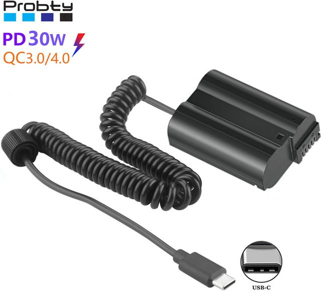 EP-5B USB-C Dummy-Akku Koppler für Nikon EN-EL15 und EN-EL15a in Schwarz - Bild 1