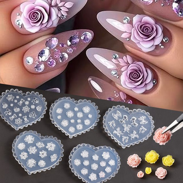 Full Beauty Nagelkunst Schablone Silikon, 3D Relief Form - Bild 1