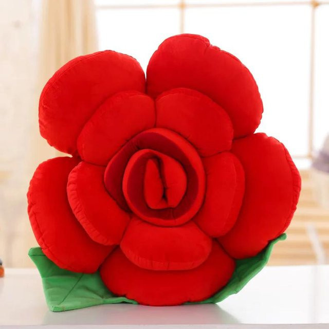 Dekoratives Rosenkissen aus Plüsch in Rot, Durchmesser: 30 cm - Bild 1