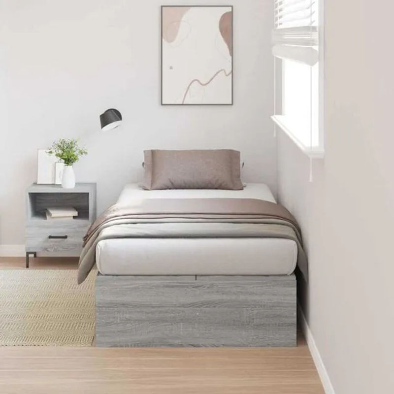 Vidaxl Aufbewahrungsbettgestell Funktionsbett in Grau Sonoma mit Speicherplatz, B/T/H: 90 x 190 x 31.5 cm - Bild 1