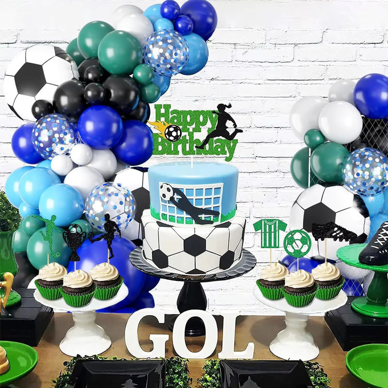 116-teiliges Ballonset mit Fußballmotiv in Blau für deine Geburtstagsdekoration und Ballonbogen-Set - Bild 4