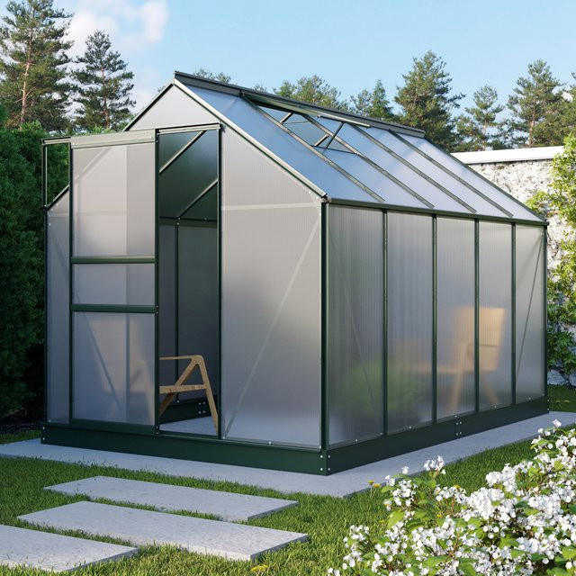Vitavia Gewächshaus Planet 6200 in Smaragd mit Fundamentrahmen, Polycarbonat-Platten und Schiebetür, 6,2 m² - Bild 1