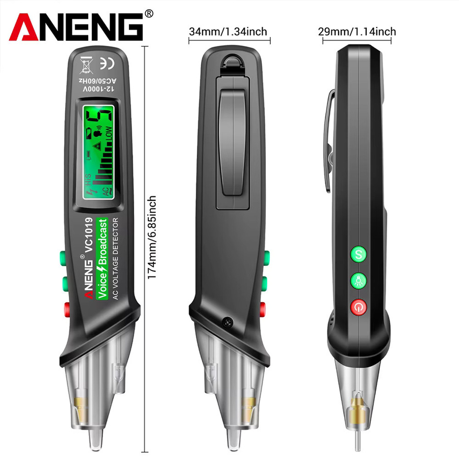 ANENG Intelligenter Spannungsprüfer-Stift VC1019 mit Sprachausgabe und Infrarot-Sensor-Positionierung für 12V-1000V AC - Bild 5