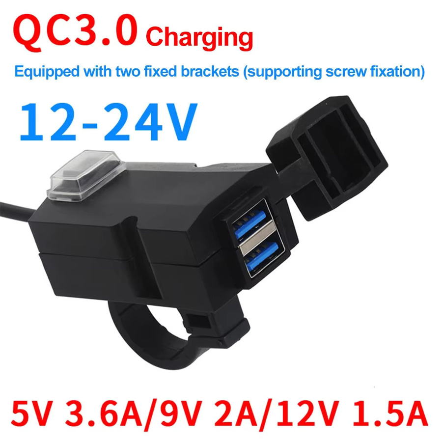 Wasserdichtes Dual USB QC3.0 Motorrad-Lenker-Ladegerät mit 3,1A USB-Adapter Netzteil in Schwarz - Bild 4