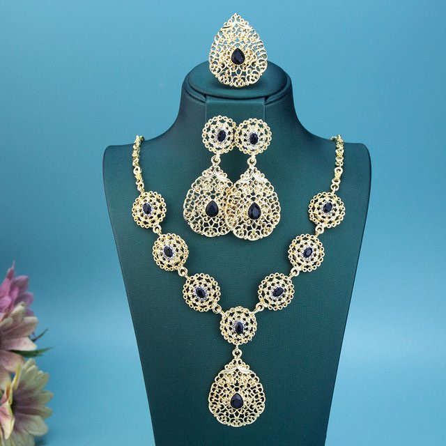 Sun spicems Schmuck-Set, Gold Farbe, Schwarz, Kristall, Arabisch - Bild 1