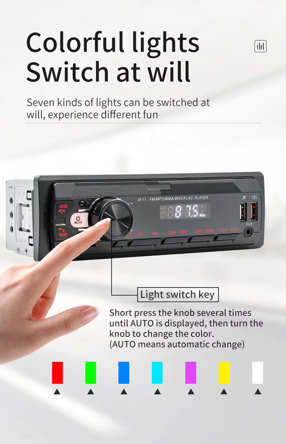 BQCC 1Din Bluetooth Autoradio MP3-Player mit FM/AM Radio, USB, AUX und Sprachsteuerung in Schwarz - Bild 4