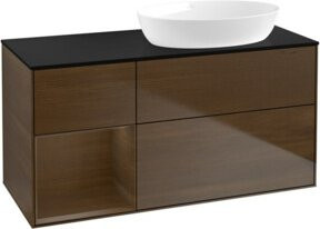 V&B Waschtischunterschrank Finion mit Wandbeleuchtung in Walnuss, Breite: 120 cm, Tiefe: 50,1 cm, Höhe: 50,1 cm - Bild 1