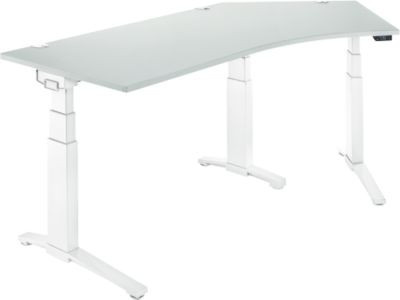 Schäfer Shop Genius ERGOSTYLE S Eckschreibtisch elektrisch höhenverstellbar, lichtgrau/weiß, B: 216,5 cm, T: 80 cm, H: 64,5-130,5 cm - Bild 1