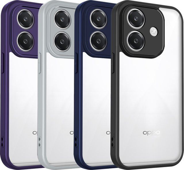 Oppo A5 Pro Hülle Air Cushion Silikon Bumper Clear Matte Back Cover in Transparent oder Purple - Bild 1