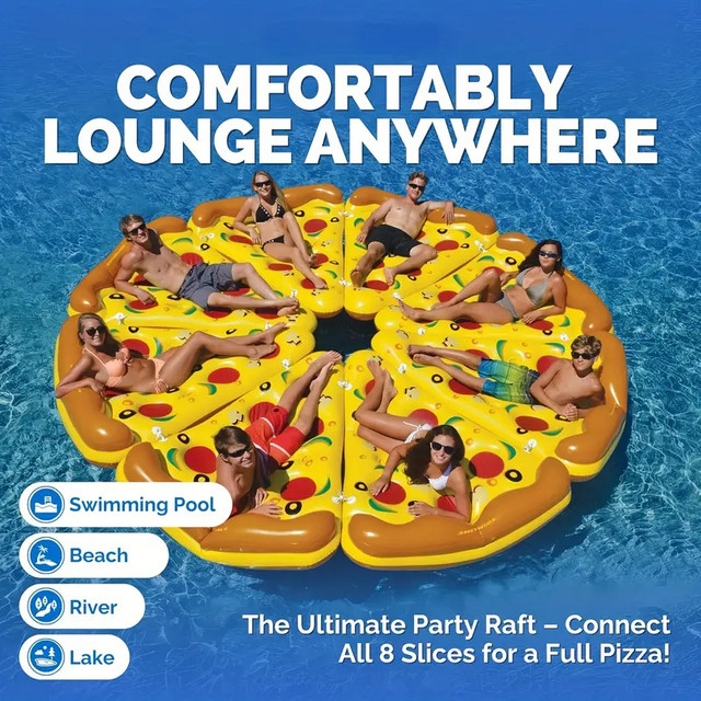 Aufblasbare Pizza Schwimminsel AZULBLANCO in Gelb und Mehrfarbig, Durchmesser: 152,4 cm - Bild 1