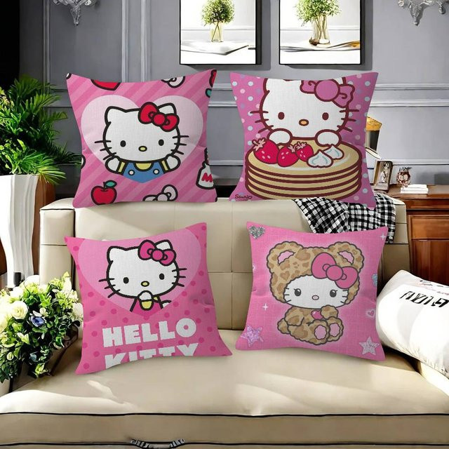 Kissenbezug Bilibili Anime Cartoon Design in Pink, quadratisch, Breite: 30 cm, Höhe: 30 cm - Bild 1