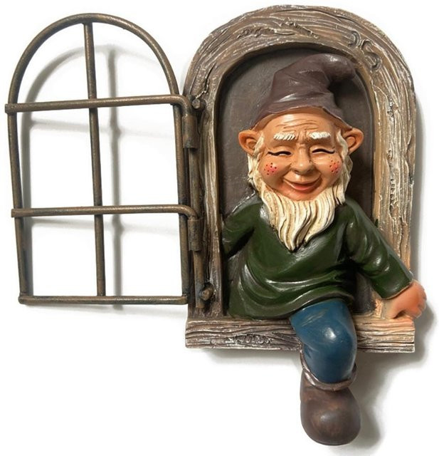 CosyHome Gartenstatue Elf Baumumarmung als Baumskulptur zur Gartendekoration in Schwarz - Bild 1