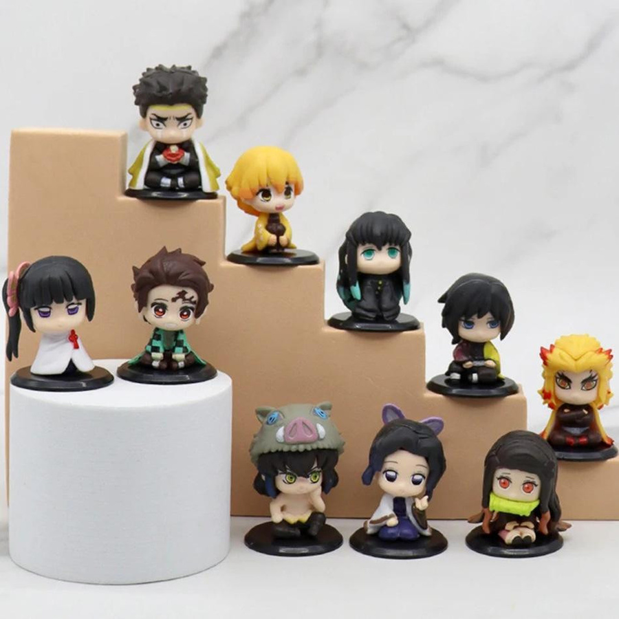 Yiran toy 1 Demon Slayer Kimetsu No Yaiba Q Version Anime Figur Sitzender Tanjiro Nidouzi Inosuke Zenizu PVC Puppe - Bild 3