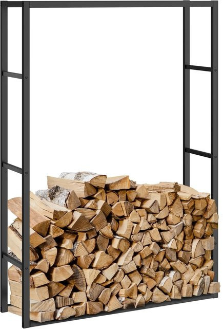 tectake Kaminholzregal im Industrial-Look aus schwarzem Stahl mit Kippschutz, B/T/H: 100,5 x 25 x 150 cm - Bild 2