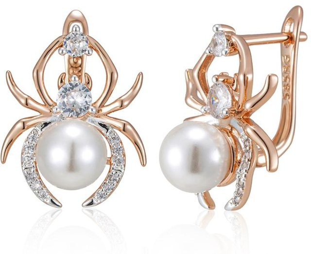 Ohrringe Punk Spinne Perle, Roségold Farbmischung, Damen - Bild 1
