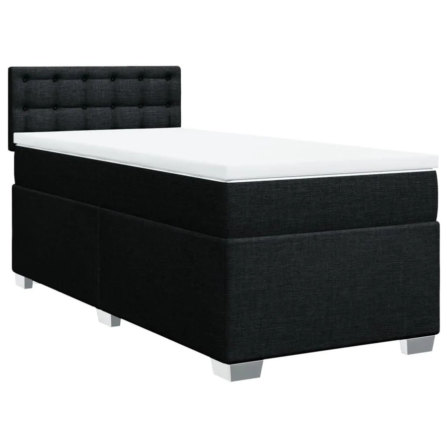 vidaXL Boxspringbett Hybrid mit Matratze und Kopfteil Schwarz B/T/H: 90 x 200 x 100,5 cm - Bild 2