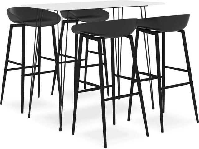 vidaXL 5-tlg. Bar-Set Modell 4 in Weiß und Schwarz mit Tisch und Stühlen aus MDF und Metall - Bild 1