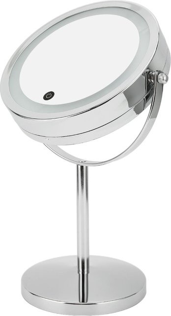 Beautyyy LED Make-up Spiegel Rund mit Touch-Switch und Dimmfunktion, Doppelseitiger Vergrößerungsspiegel für das Badezimmer, Weiß - Bild 1