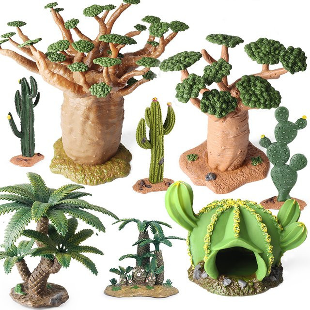 Oenux Simulation Home Dekoration Stein Baumstumpf Baobab Kakteen Bauernhof Haus Auto Zaun Zubehör Tiere Modell Bildung Kinder Spielzeug - Bild 1