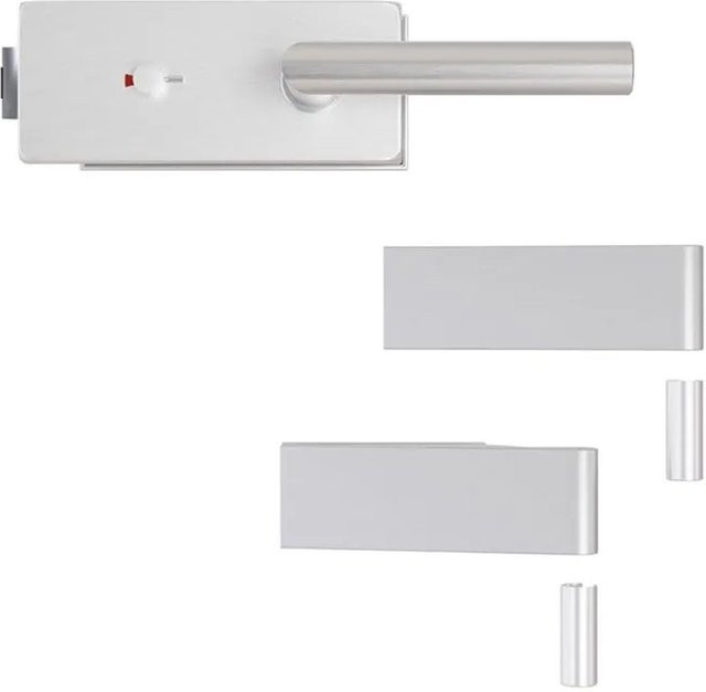 Hansaglas Glastürbeschlag Studio Eckiges WC- und Sanitärschloss aus Aluminium in Silber - Bild 1