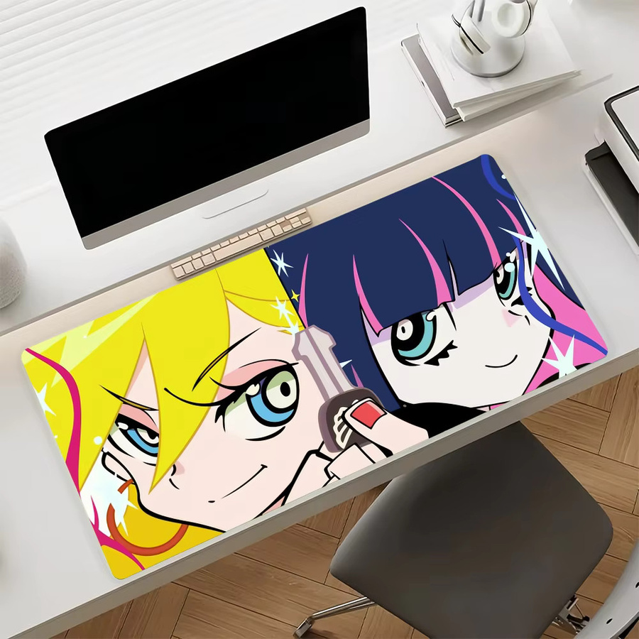 Panty & Stocking mit G-Garterbelt Mauspad, großes rutschfestes und wasserdichtes Gaming-Mauspad mit genähtem Rand in Multicolour - Bild 3