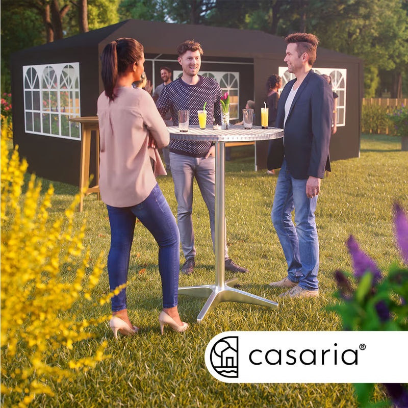 Casaria Stehtisch aus Aluminium in Silber, höhenverstellbar, Durchmesser: 60 cm - Bild 3