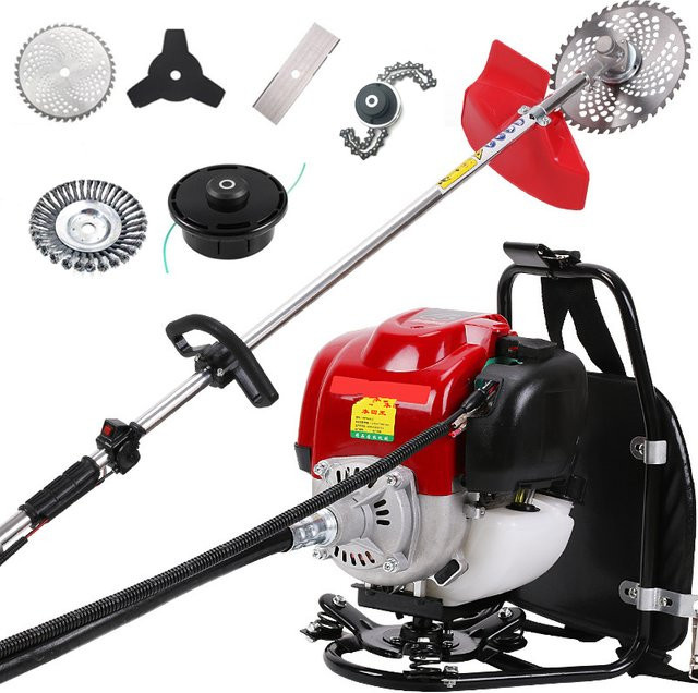 FengKe 6in1 Motorsense mit 4-Takt-Benzinmotor und 3 FGX-Messern als Rucksack-Rasenschneider - Bild 1