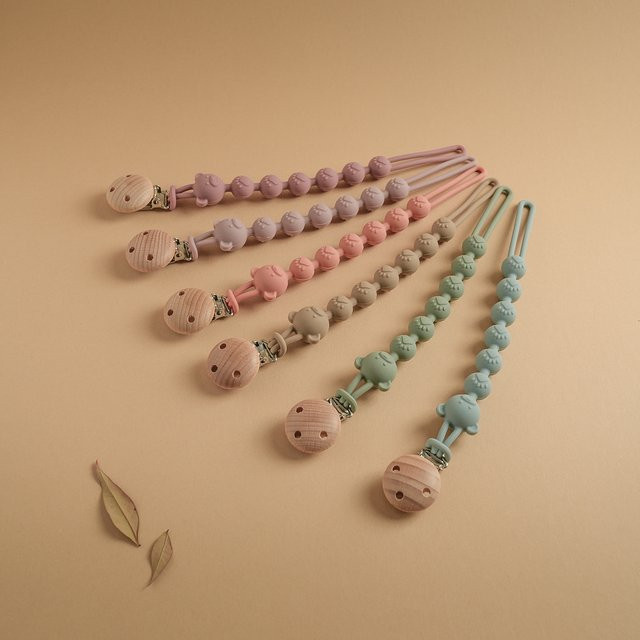 Muslin Life Schnuller Kette mit Beißring in Grau für Babys - Bild 1