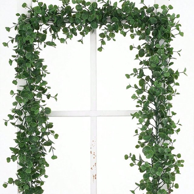 Künstliche Efeu- und Eukalyptusranken aus Kunststoff in Grün und Tiefrosa zum Aufhängen für Dekorationen im Innenbereich und Außenbereich, ideal für Hochzeiten und Partys - Bild 1