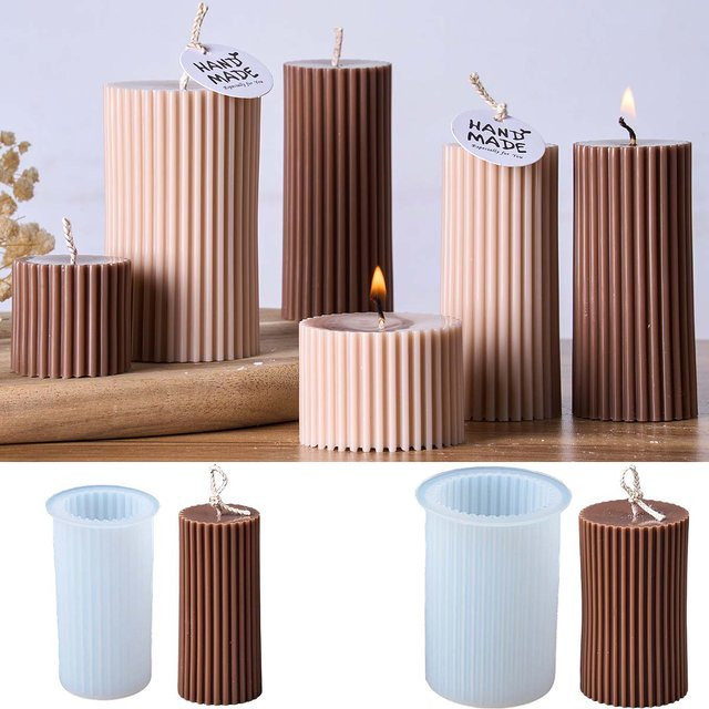 UDOCOOL Silikonform für gestreifte zylindrische Kerzen und DIY-Projekte zur Herstellung von Duftkerzen, Wachs oder Seifen - Bild 1