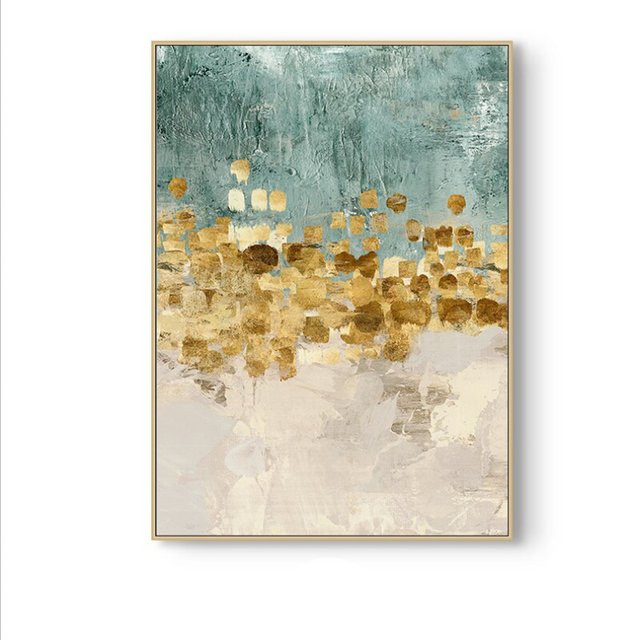 TPFLiving Leinwandbild Nordic Art Abstrakte Motive in Gold, Grün und Beige, B/H: 40 x 60 cm - Bild 1