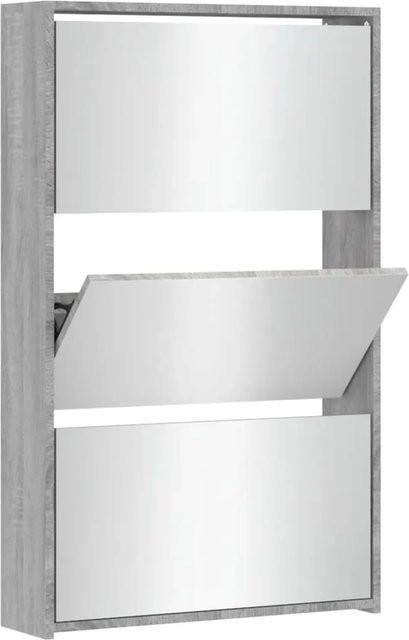 vidaXL Schuhschrank mit Spiegel in Grau Sonoma, 3 Fächer, B/T/H: 63 x 17 x 102,5 cm - Bild 1