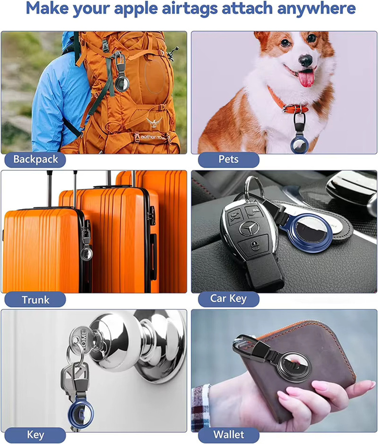 Magnetische Metall Schutzhülle für Apple AirTag in Lila als Schlüsselbund Halter und Haustier Kragen Locator - Bild 6