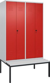 C+P Spind Classic PLUS Garderobenbank mit 4 Abteilen, Schwarz-Weiß, B/T/H: 212 x 120 x 81,5 cm - Bild 1