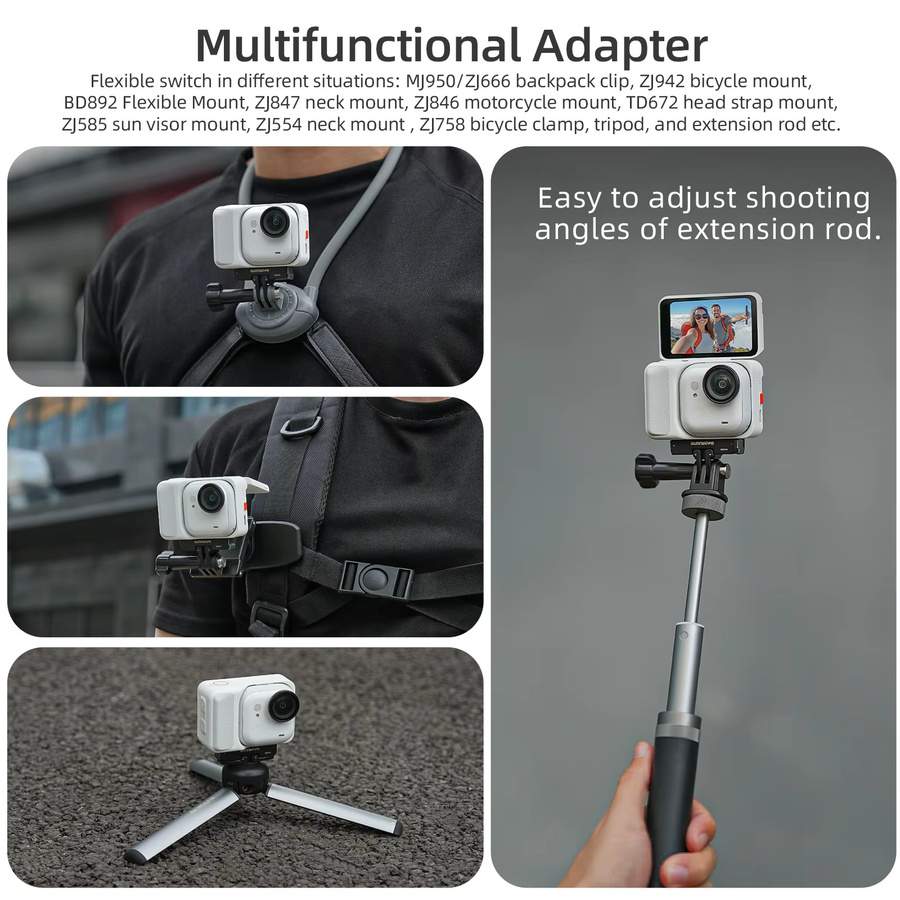 Insta360 Magnetische Schnellverschlusshalterung und Verlängerungshalterung mit Adapter für Insta360 Go Ultra, Schwarz - Bild 5