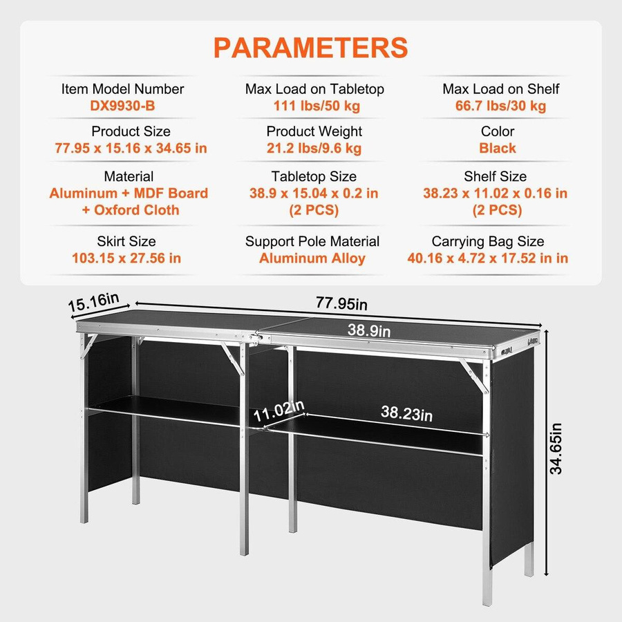 Tragbarer Messe Podiumstisch von Buying Solutions, MB in Schwarz, Faltbarer Counter Stand mit Wand für Promotion und Einzelhandel, B/T/H: 198,0 x 38,5 x 88,0 cm - Bild 5