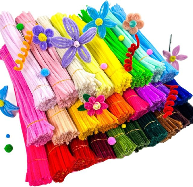Bunte Chenille Stiele Pfeifenreiniger, Plüsch Lametta, 100-teiliges Set - Bild 1