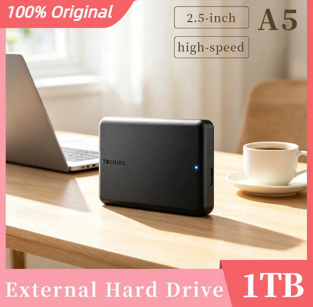 Toshiba A5 Serie Tragbare Festplatte 1TB, 2,5-Zoll HDD, Schwarz, USB 3.2 Gen1 - Bild 1