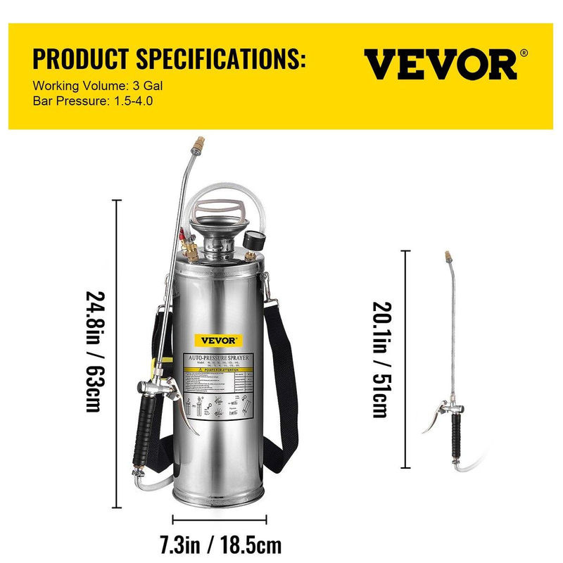 Buying Solutions MB Drucksprühgerät aus Edelstahl in Silber mit 10 l Volumen, verstellbare Düse und verstellbarer Schultergurt - Bild 11