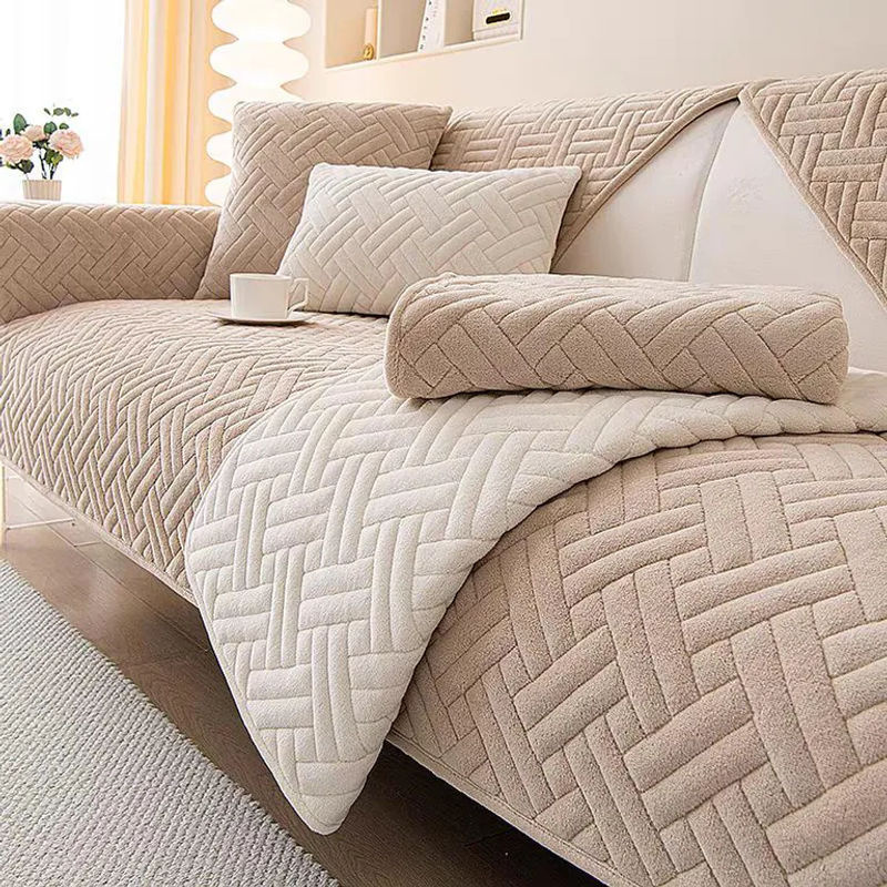 Milchsamt Rutschfestes Sofakissen aus Plüsch, quadratisches Sofa-Handtuch für Herbst und Winter, B/B: 70 x 70 cm - Bild 2